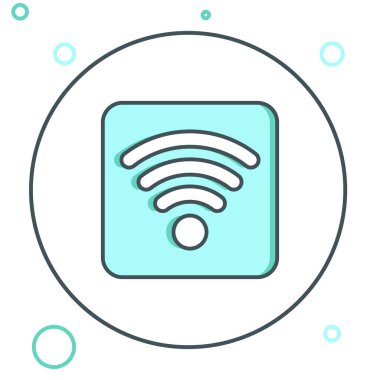 Kablosuz kablosuz ağ sembolü simgesi beyaz arkaplanda izole edildi. Renkli taslak konsepti. Vektör