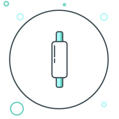 Çizgi Rolling pin simgesi beyaz arkaplanda izole edildi. Renkli taslak konsepti. Vektör