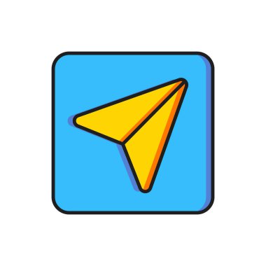 Beyaz arkaplanda izole edilmiş şehir haritası yön bulma simgesinin renk bilgisi. Arayüz tasarımı. Yer belirleme konsepti. Düz çizgili, gölgeli. Vektör