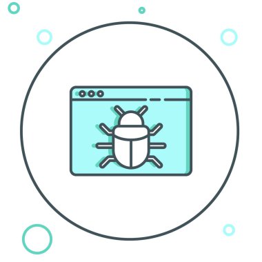 Çizgi Sistemi hata konsepti simgesi beyaz arkaplanda izole edildi. Kod hatası konsepti. Sistemde hata var. Böcek araması. Renkli taslak konsepti. Vektör