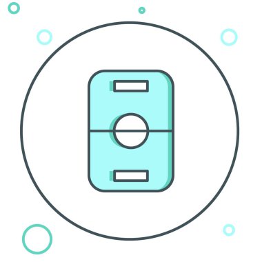 Çizgi Hokeyi masası simgesi beyaz arkaplanda izole edildi. Renkli taslak konsepti. Vektör