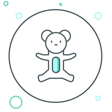 Çizgi ayısı peluş oyuncak ikonu beyaz arkaplanda izole edildi. Renkli taslak konsepti. Vektör