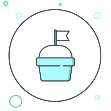 Satır Keki simgesi beyaz arkaplanda izole edildi. Doğum günün kutlu olsun. Renkli taslak konsepti. Vektör