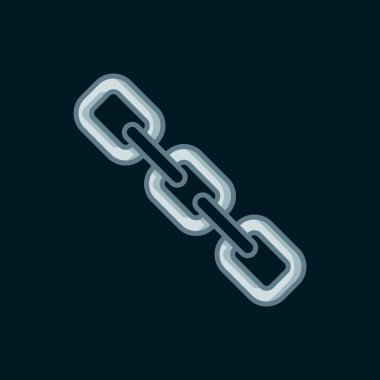 Çizgi Zinciri bağlantısı simgesi siyah arkaplanda izole edildi. Bağlantı bekar. Hiper bağlantı zinciri sembolü. Düz çizgili, gölgeli. Vektör