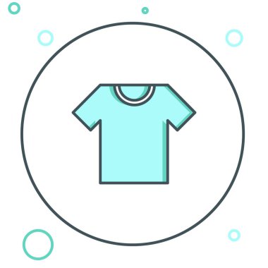 Beyaz arkaplanda çizgi tişört simgesi izole edildi. Renkli taslak konsepti. Vektör