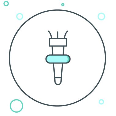 Meşale Hattı simgesi beyaz arkaplanda izole edildi. Sembol ateşi sıcak, alev gücü, alev ve ısı. Renkli taslak konsepti. Vektör