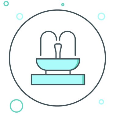 Line Fountain simgesi beyaz arkaplanda izole edildi. Renkli taslak konsepti. Vektör