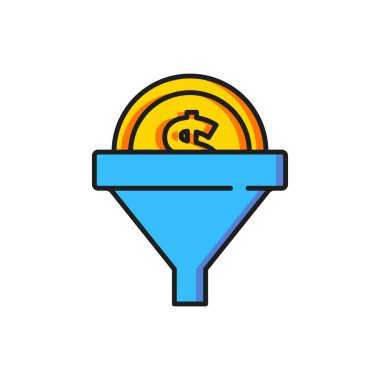 Renk Yönetimi simgesi beyaz arkaplanda izole edildi. Paralı huni. Hedef müşteri iş konsepti. Düz çizgili, gölgeli. Vektör