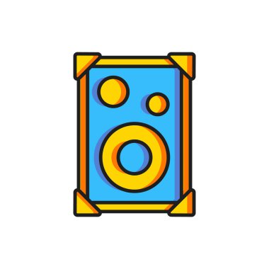 Renk Stereo hoparlörü simgesi beyaz arkaplanda izole edildi. Ses sistemi hoparlörleri. Müzik ikonu. Müzikal sütun hoparlörü. Düz çizgili, gölgeli. Vektör