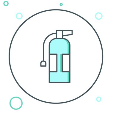 Beyaz arka planda izole edilmiş çizgi yangın söndürme ikonu. Renkli taslak konsepti. Vektör