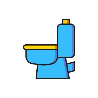 Beyaz arka planda izole edilmiş renkli klozet simgesi. Düz çizgili, gölgeli. Vektör