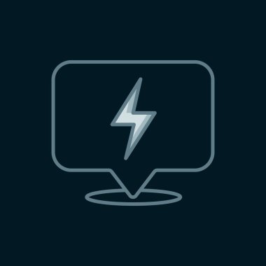 Şimşek çizgisi simgesi siyah arkaplanda izole edildi. Flaş ikonu. Flaş ikonunu yükle. Gök gürültüsü. Yıldırım çarpması. Düz çizgili, gölgeli. Vektör