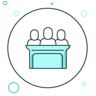 Jürinin satır simgesi beyaz arkaplanda izole edildi. Renkli taslak konsepti. Vektör