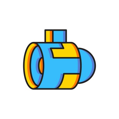 Renkli Jet motor türbini simgesi beyaz arkaplanda izole edildi. Uçak türbini. Uçak ekipmanları. Jet pervanesi. Havacılık servisi. Motor çalışıyor. Düz çizgili, gölgeli. Vektör