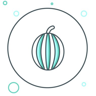 Çizgi karpuz simgesi beyaz arkaplanda izole edildi. Renkli taslak konsepti. Vektör