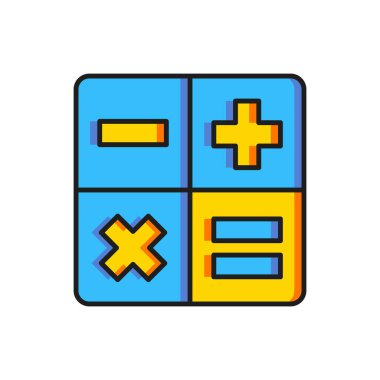 Renk Hesaplayıcı simgesi beyaz arkaplanda izole edildi. Muhasebe sembolü. İş hesaplamaları matematik eğitimi ve finans. Düz çizgili, gölgeli. Vektör