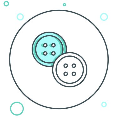 Giysi simgesi için çizgi dikiş düğmesi beyaz arkaplanda izole edildi. Giysi düğmesi. Renkli taslak konsepti. Vektör