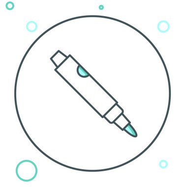 Satır İşaretleyici kalem simgesi beyaz arkaplanda izole edildi. Renkli taslak konsepti. Vektör