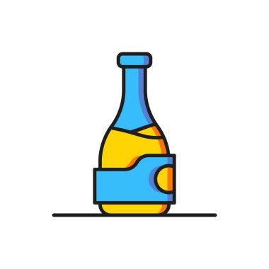 Beyaz arka planda izole edilmiş şarap ikonu rengi. Düz çizgili, gölgeli. Vektör