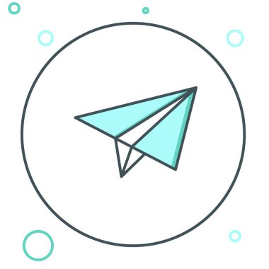 Kağıt uçak simgesi beyaz arkaplanda izole edildi. Renkli taslak konsepti. Vektör