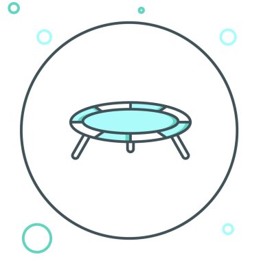 Beyaz arka planda çizgi atlama trambolini simgesi izole edildi. Renkli taslak konsepti. Vektör