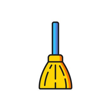 Beyaz arkaplanda renk süpürgesi simgesi izole edildi. Temizlik hizmeti konsepti. Düz çizgili, gölgeli. Vektör