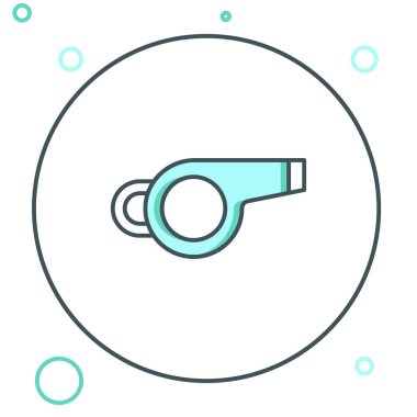 Whistle simgesi beyaz arkaplanda izole edildi. Hakem sembolü. Spor ve spor burcu. Renkli taslak konsepti. Vektör