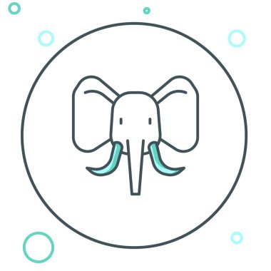 Beyaz arkaplanda çizgi fil simgesi izole edildi. Renkli taslak konsepti. Vektör