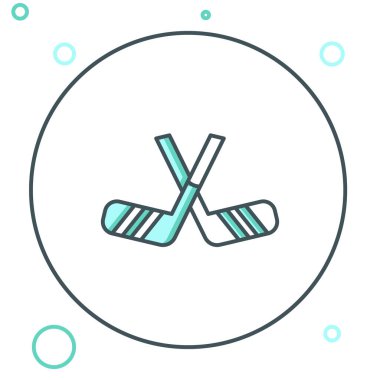 Buz hokeyi sopaları beyaz arka planda izole edilmiş. Renkli taslak konsepti. Vektör