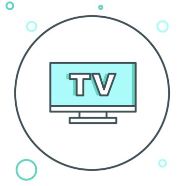 Akıllı TV simgesi beyaz arkaplanda izole edildi. Televizyon tabelası. Renkli taslak konsepti. Vektör