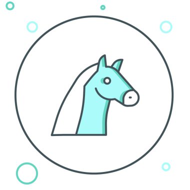 Çizgi At simgesi beyaz arkaplanda izole edildi. Hayvan sembolü. Renkli taslak konsepti. Vektör