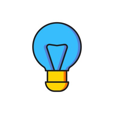 Renkli Yaratıcı Lamba Işığı fikri simgesi beyaz arkaplanda izole edildi. Fikirler ilham, icat, etkili düşünme, bilgi ve eğitim kavramları. Düz çizgili, gölgeli. Vektör
