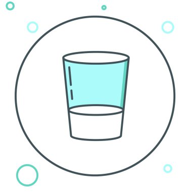 Beyaz arkaplanda izole edilmiş su ikonu olan çizgi camları. Soda bardağı. Renkli taslak konsepti. Vektör