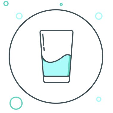 Beyaz arkaplanda izole edilmiş su ikonu olan çizgi camları. Soda bardağı. Renkli taslak konsepti. Vektör