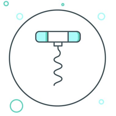 Beyaz arka planda şarap tirbuşonu simgesi izole edildi. Renkli taslak konsepti. Vektör