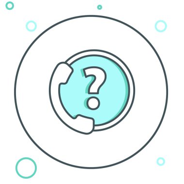 Hat Telefonu, beyaz arkaplanda 24 saatlik destek ikonu izole edildi. Tüm gün müşteri destek merkezi. Tam zamanlı çağrı servisi. Renkli taslak konsepti. Vektör