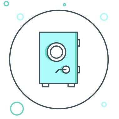 Beyaz arkaplanda güvenli satır simgesi izole edildi. Kapı, şifreli bir banka kasası. Güvenilir Veri Koruma. Renkli taslak konsepti. Vektör