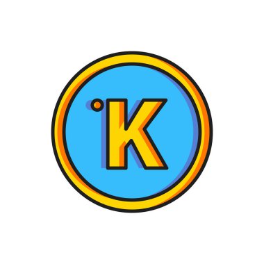 Beyaz arkaplanda renk Kelvin simgesi izole edildi. Düz çizgili, gölgeli. Vektör