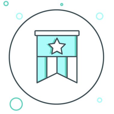 Beyaz arka planda izole edilmiş çizgi Amerikan bayrağı simgesi. ABD bayrağı. Amerika Birleşik Devletleri. Renkli taslak konsepti. Vektör