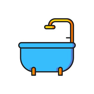 Beyaz arkaplanda renk küveti simgesi izole edildi. Düz çizgili, gölgeli. Vektör