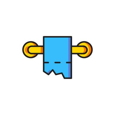 Renkli tuvalet kağıdı rulo simgesi beyaz arkaplanda izole edildi. Düz çizgili, gölgeli. Vektör