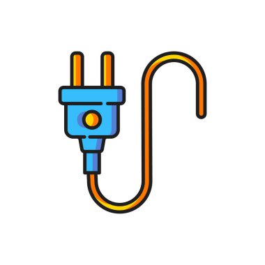 Beyaz arkaplanda izole edilmiş renk elektrik dolgusu simgesi. Bağlantı kavramı ve elektriğin kesilmesi. Düz çizgili, gölgeli. Vektör