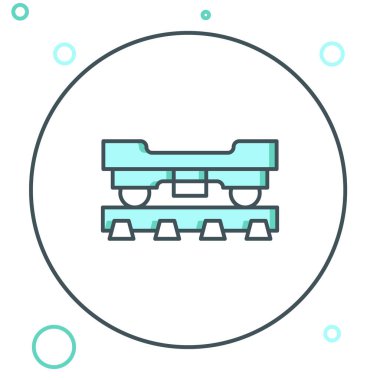 Çizgi yük vagonu simgesi beyaz arka planda izole edildi. Yük vagonu. Demiryolu taşımacılığı. Renkli taslak konsepti. Vektör