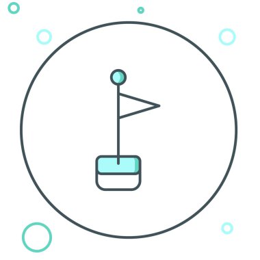 Beyaz arkaplanda çizgi bayrağı simgesi izole edildi. Yer belirleyici sembol. Renkli taslak konsepti. Vektör