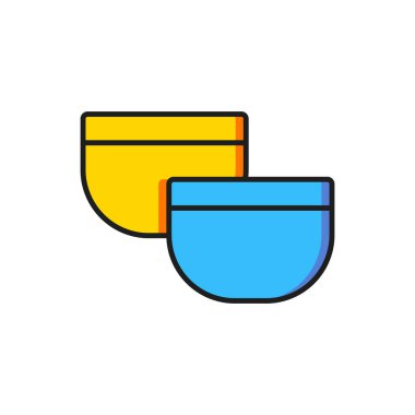 Geleneksel Çin çay töreni ikonu beyaz arka planda izole edilmiş. Fincanlı çaydanlık. Düz çizgili, gölgeli. Vektör