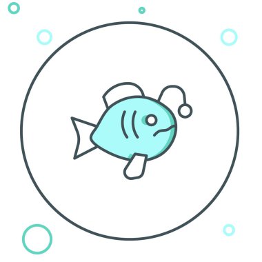 Beyaz arka planda izole edilmiş tropikal balık ikonu. Egzotik balıklar. Renkli taslak konsepti. Vektör