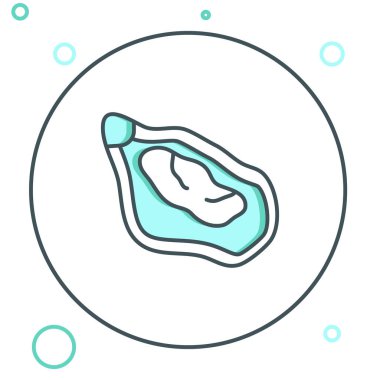 Çizgi midyesi simgesi beyaz arkaplanda izole edildi. Taze deniz ürünleri. Renkli taslak konsepti. Vektör