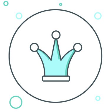 Satır Joker beyaz arkaplanda kart simgesi oynuyor. Çanları olan soytarı şapkası. Kumarhane kumarı. Renkli taslak konsepti. Vektör