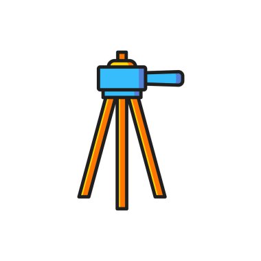 Beyaz arkaplanda izole edilmiş renkli Tripod simgesi. Düz çizgili, gölgeli. Vektör