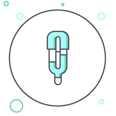 Tıbbi inceleme ikonu için çizgi tıbbi termometresi beyaz arka planda izole edildi. Renkli taslak konsepti. Vektör